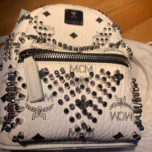 Backpack MCM studed rare trendy Swarovski Crystals Studed - Picture 2 of 8